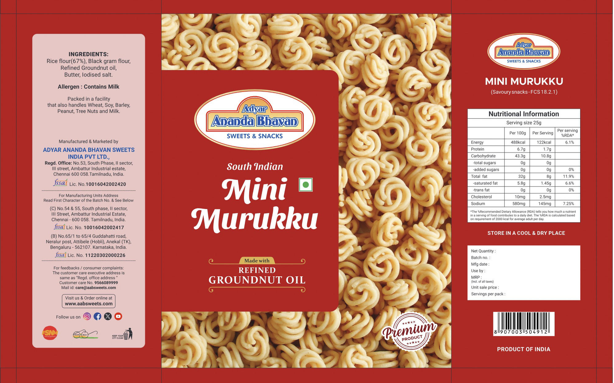 A2B Mini Murukku 200g savoury snack pack 2